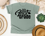 Hello First Grade graphic tee in Bay