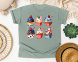 Patriotic Cupcakes Pink graphic tee in Bay