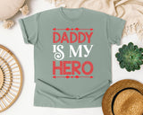 Daddy Is My Hero Pink graphic tee in Bay