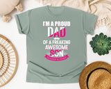 I'm A Proud Dad Of A Freaking Awesome Son White graphic tee in Bay