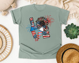 Love Patriotic Sunflower graphic tee in Bay