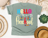 Hello Preschool Backpack graphic tee in Bay