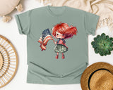 Girl With American Flag graphic tee in Bay