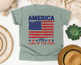 America 1776 Land Of The Free Red graphic tee in Bay
