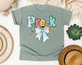 Pre-K Paper Bow graphic tee in Bay