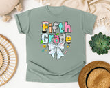 Fifth Grade Paper Bow graphic tee in Bay