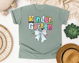 Kindergarten Paper Bow Pastel graphic tee in Bay