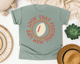 Livin That Football Mom Life Circle graphic tee in Bay
