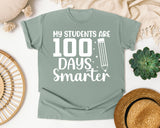My Students Are 100 Days Smarter White 2 graphic tee in Bay
