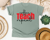 Coffee Teach Repeat graphic tee in Bay