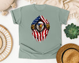 Eagle Ripping Flag graphic tee in Bay