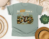 So God Made A Dad graphic tee in Bay