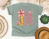 Hello First Grade Pencil graphic tee in Bay