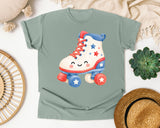 Patriotic Roller Skate graphic tee in Bay