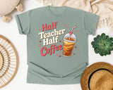Half Teacher Half Coffee Retro graphic tee in Bay