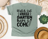 Watch Out Kindergarten Here I Come White graphic tee in Bay