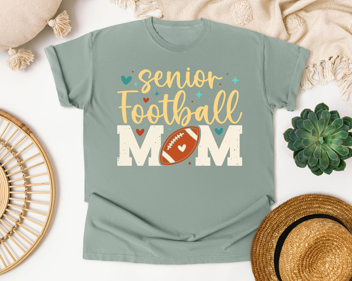 Senior Football Mom graphic tee in Bay