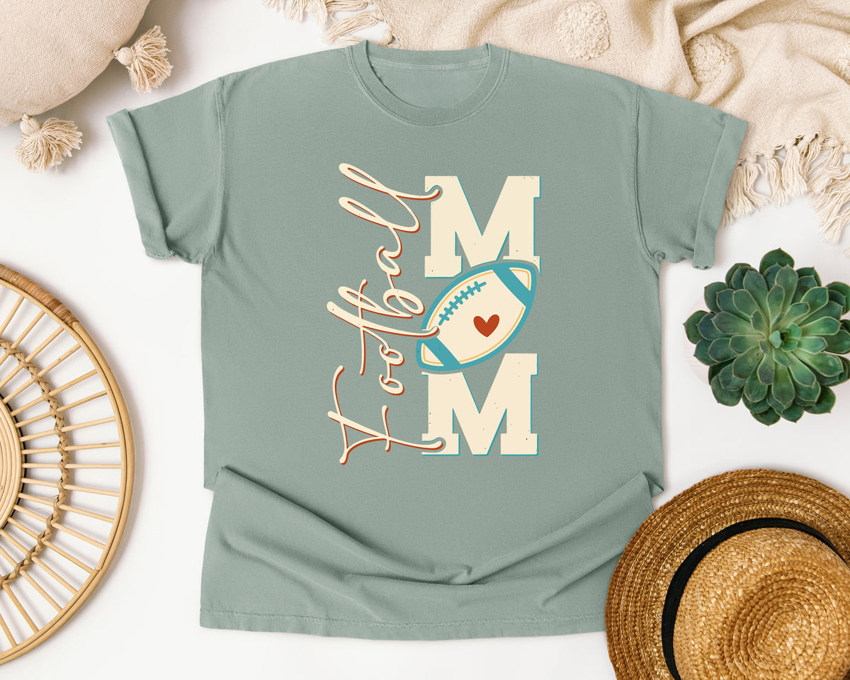 Football Mom Vertical Script graphic tee in Bay