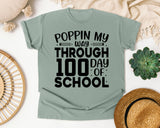 Poppin My Way Through 100 Days Of School White graphic tee in Bay