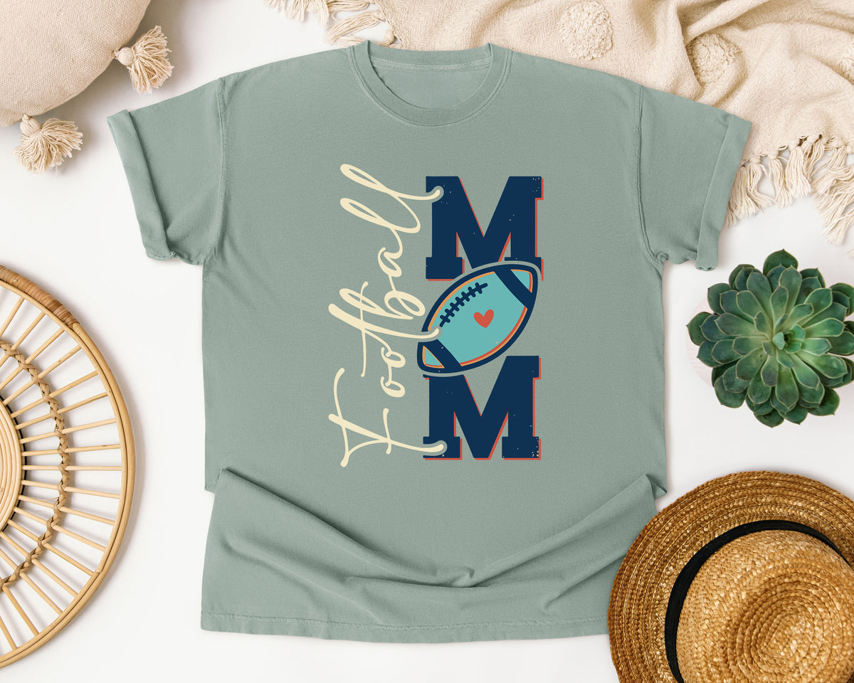 Football Mom Navy Vertical graphic tee in Bay