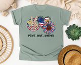 Peace Love America Grey graphic tee in Bay