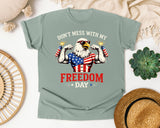 Don't Mess With My Freedom Day Red graphic tee in Bay