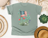 Flag With Wildflowers graphic tee in Bay