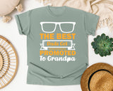 The Best Dads Get Promoted To Grandpa White graphic tee in Bay