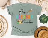 One Blessed Teacher graphic tee in Bay