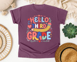 Hello Third Grade graphic tee in Berry