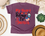 My Heart Belongs To America Red graphic tee in Berry