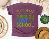 Poppin My Way Through Last Day Of School Grey graphic tee in Berry
