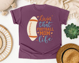 Livin That Football Mom Life Ball graphic tee in Berry