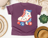 Patriotic Roller Skate graphic tee in Berry