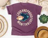 Loud And Proud Football Mom Circle graphic tee in Berry