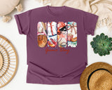 Game Day Baseball Panels graphic tee in Berry