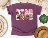 Game Day Football Bows graphic tee in Berry