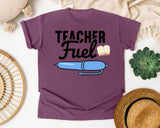 Teacher Fuel Pen graphic tee in Berry