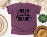 Hello Fourth Grade Backpack graphic tee in Berry
