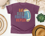Eat Sleep Football Repeat Retro graphic tee in Berry