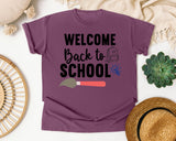 Welcome Back To School Paintbrush graphic tee in Berry