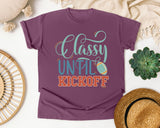 Classy Until Kickoff graphic tee in Berry