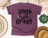 Hello Eighth Grade graphic tee in Berry