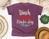 Touch Down Kinda Day Cream graphic tee in Berry