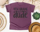 4th Grade Dude White graphic tee in Berry