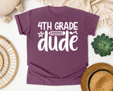 4th Grade Dude White 2 graphic tee in Berry