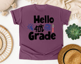 Hello 4th Grade Backpack graphic tee in Berry