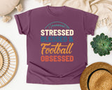 Stressed Blessed And Football Obsessed Bold graphic tee in Berry