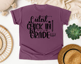 Cutest Chick In 1st Grade graphic tee in Berry