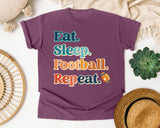 Eat Sleep Football Repeat Stacked graphic tee in Berry